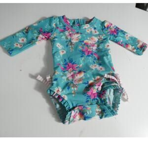 Ruffle Butts Swimsuit 0-3 Months Zipper Back and Snaps Bottom Closures